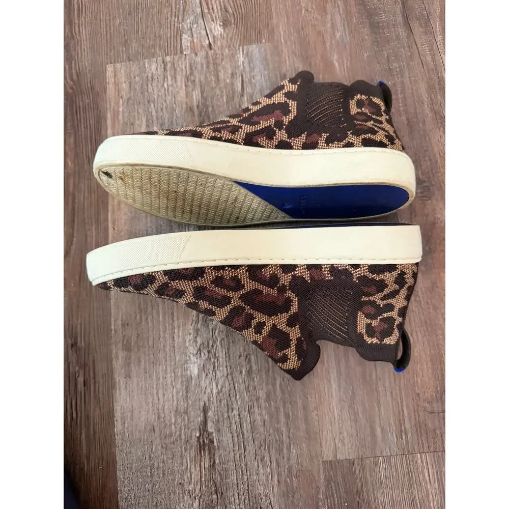 Rothy's Chelsea comfort shoe Women's SZ 8 Leopard Print Animal Cat Slip-On EUC